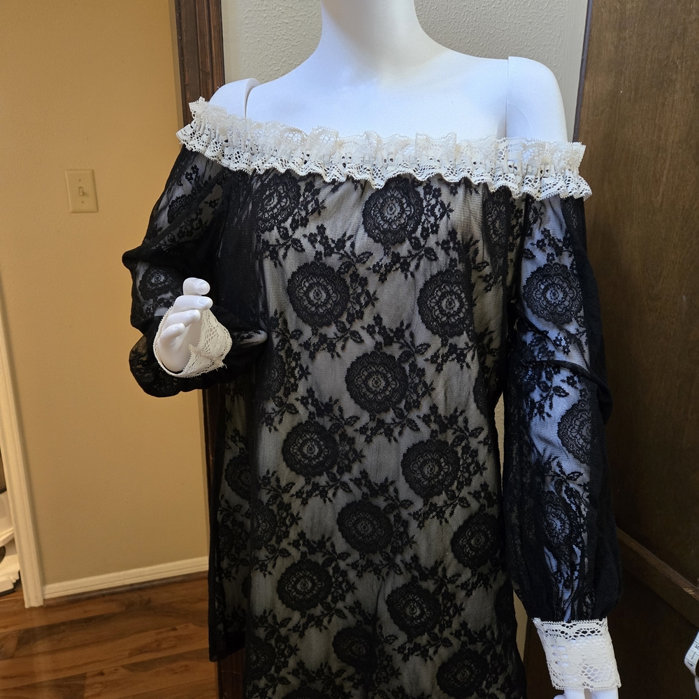 Black Lace Off-Shoulder Mini Dress